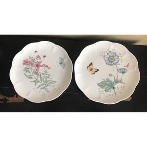 Lenox Butterfly Meadow Monarch Patterns 2 Salad Plates‎ Scalloped